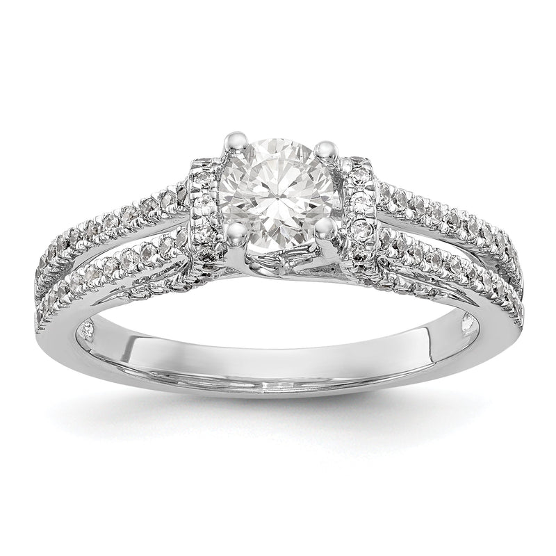14K Weißgold Verlobungsring mit simuliertem Diamanten
