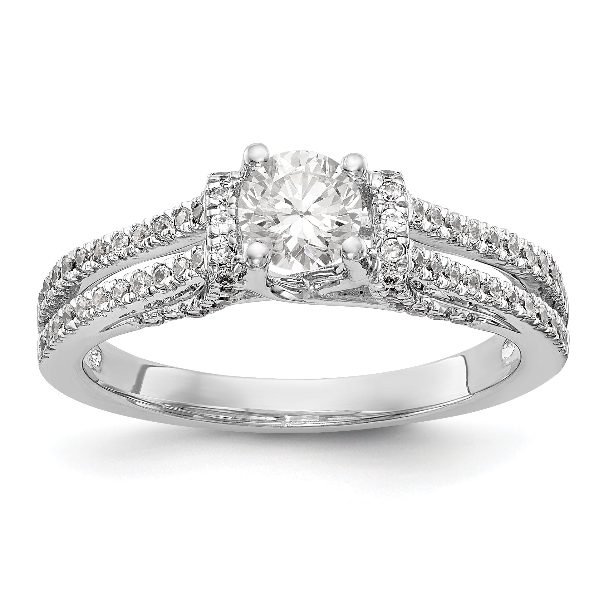 14K Weißgold Verlobungsring mit simulierten Diamanten