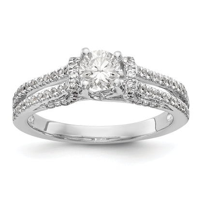 14K Weißgold Verlobungsring mit simulierten Diamanten