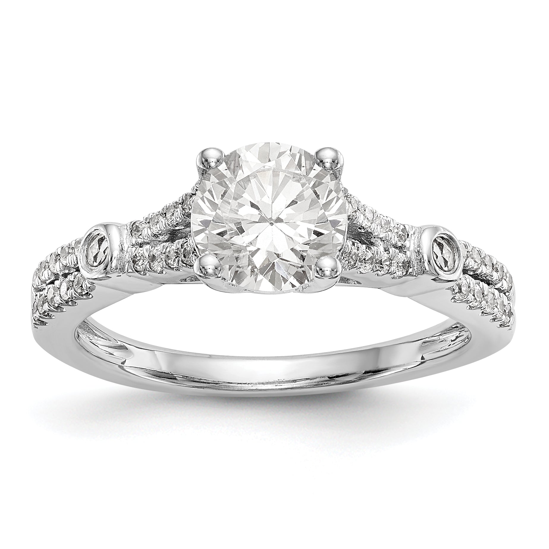 14K Weißgold Verlobungsring mit simuliertem Diamanten