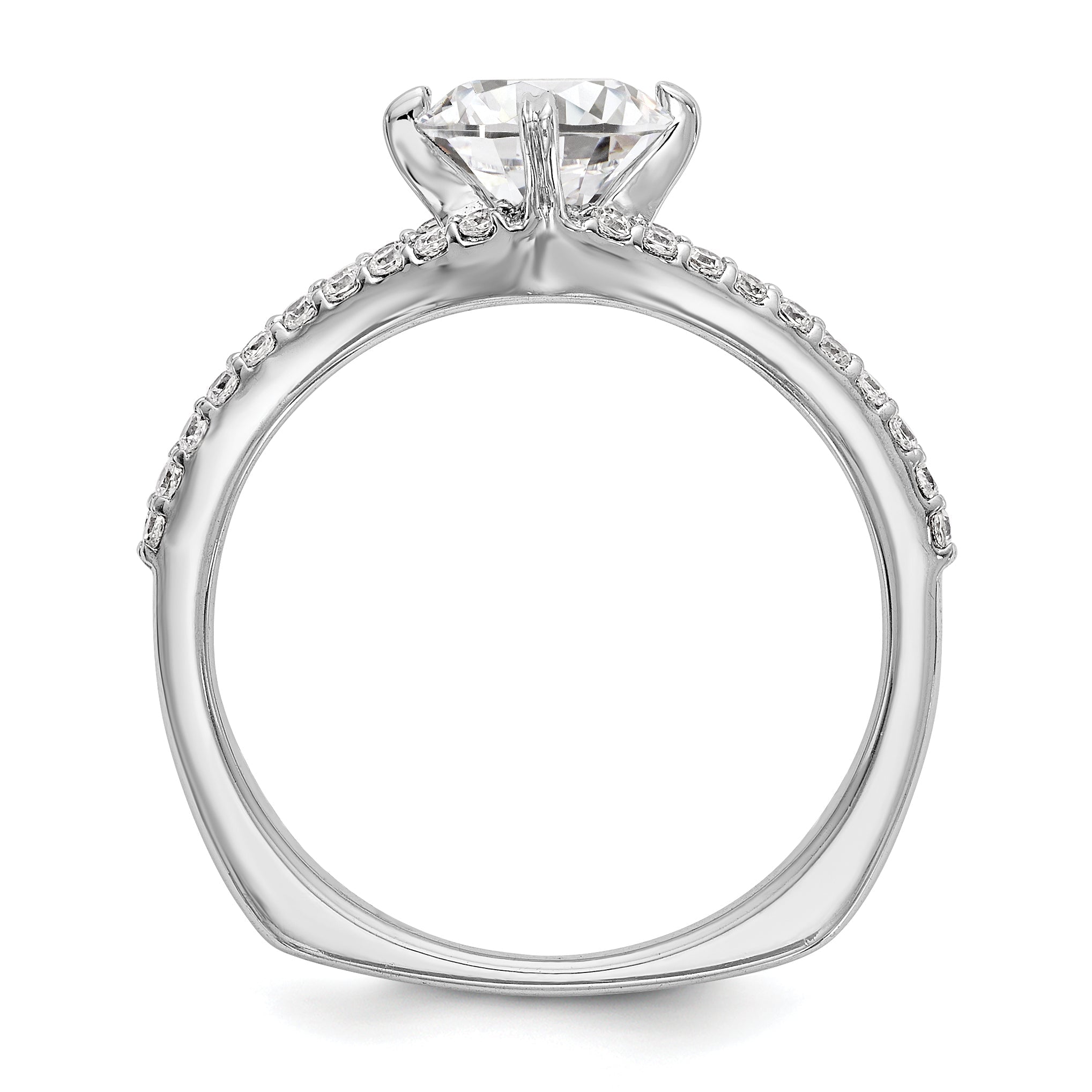 14K Weißgold Verlobungsring mit simuliertem Diamanten