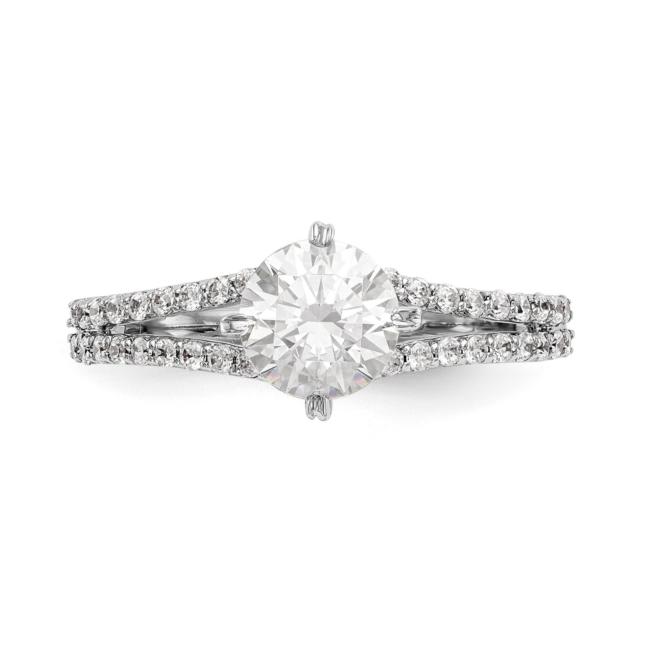 14K Weißgold Verlobungsring mit simuliertem Diamanten