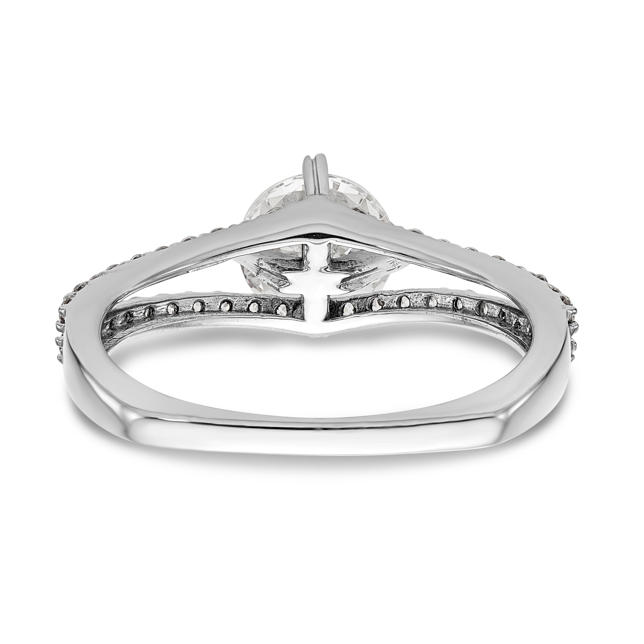14K Weißgold Verlobungsring mit simuliertem Diamanten