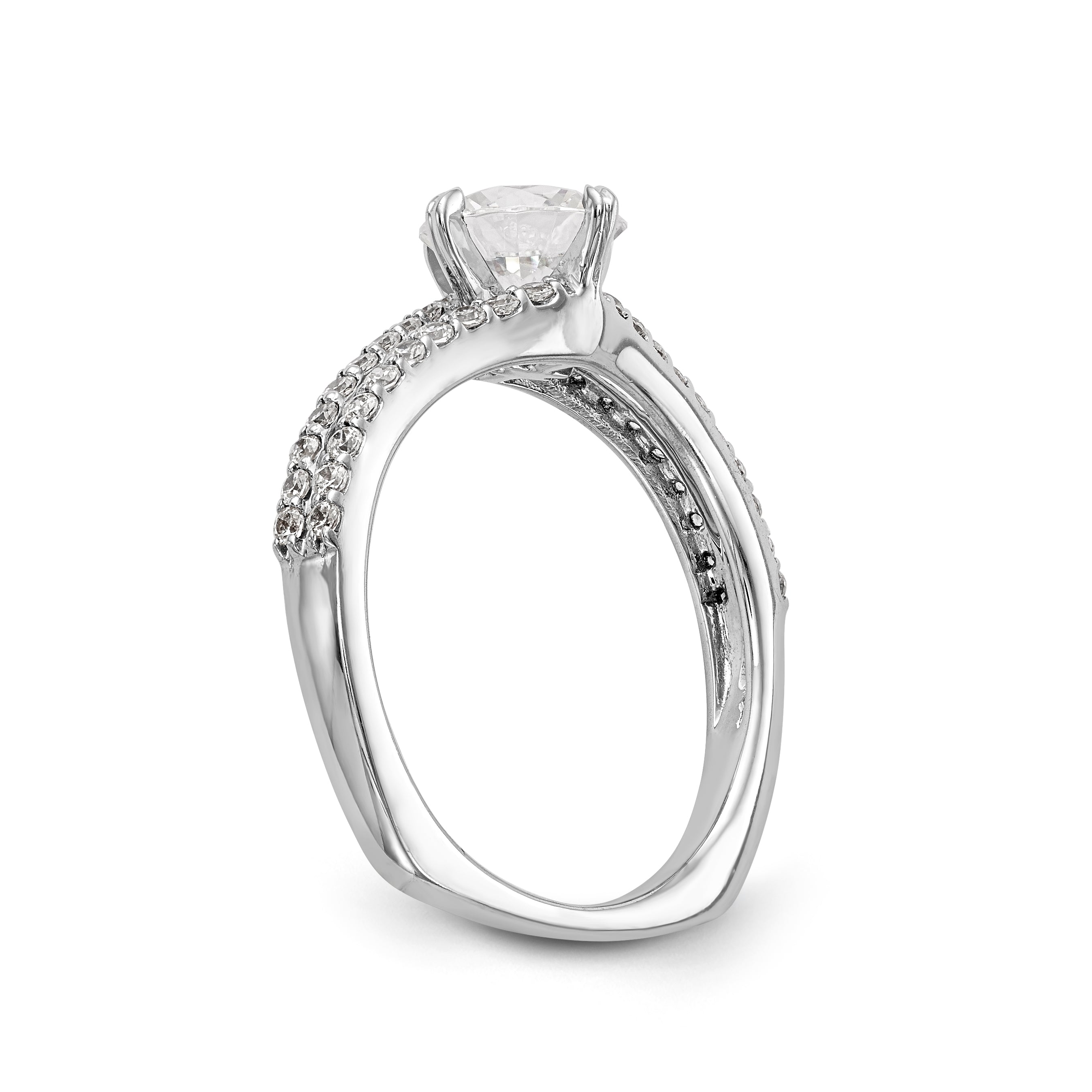 14K Weißgold Verlobungsring mit simuliertem Diamanten