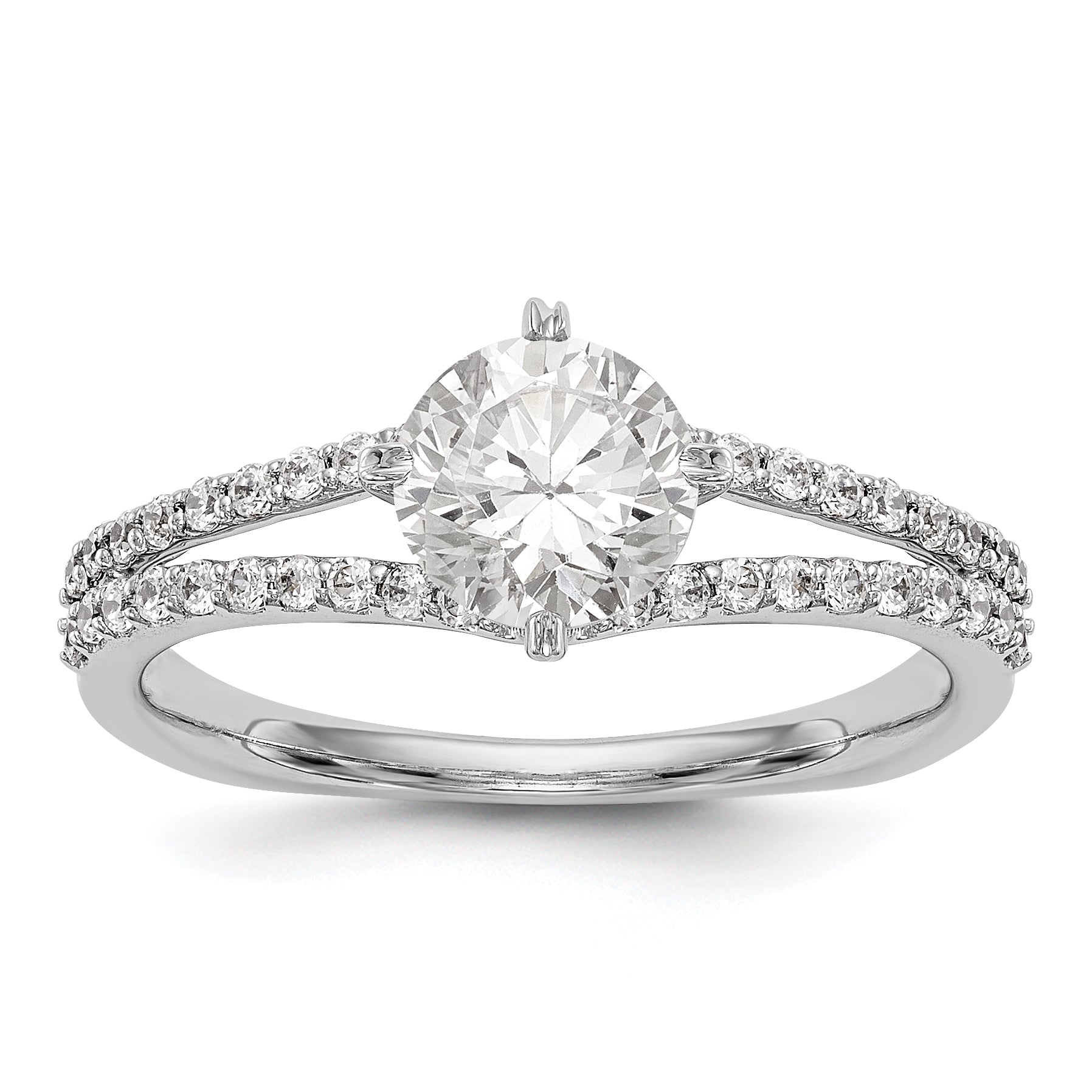 14K Weißgold Verlobungsring mit simuliertem Diamanten