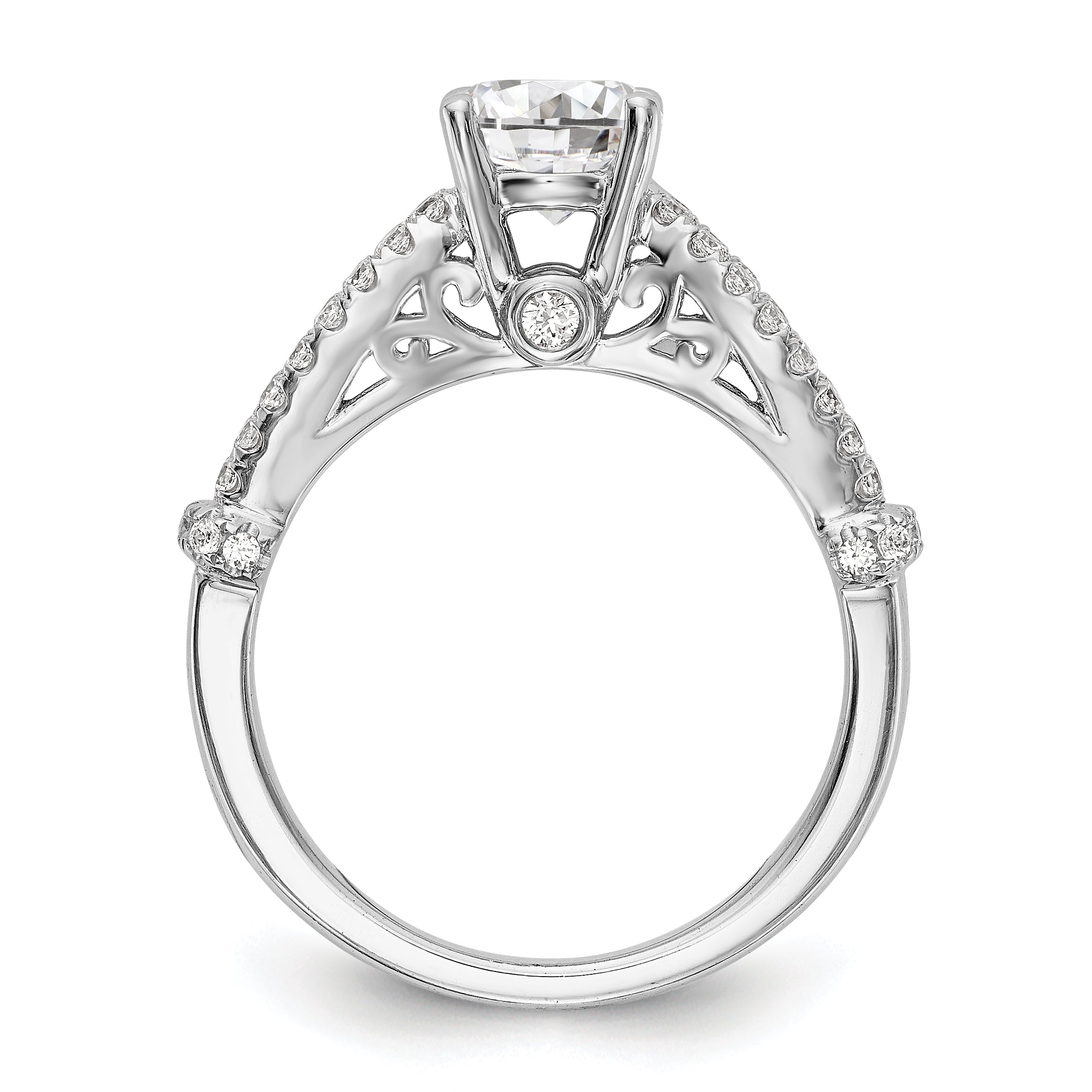 14K Weißgold Verlobungsring mit simulierten Diamanten