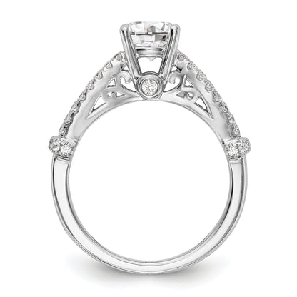 14K Weißgold Verlobungsring mit simulierten Diamanten