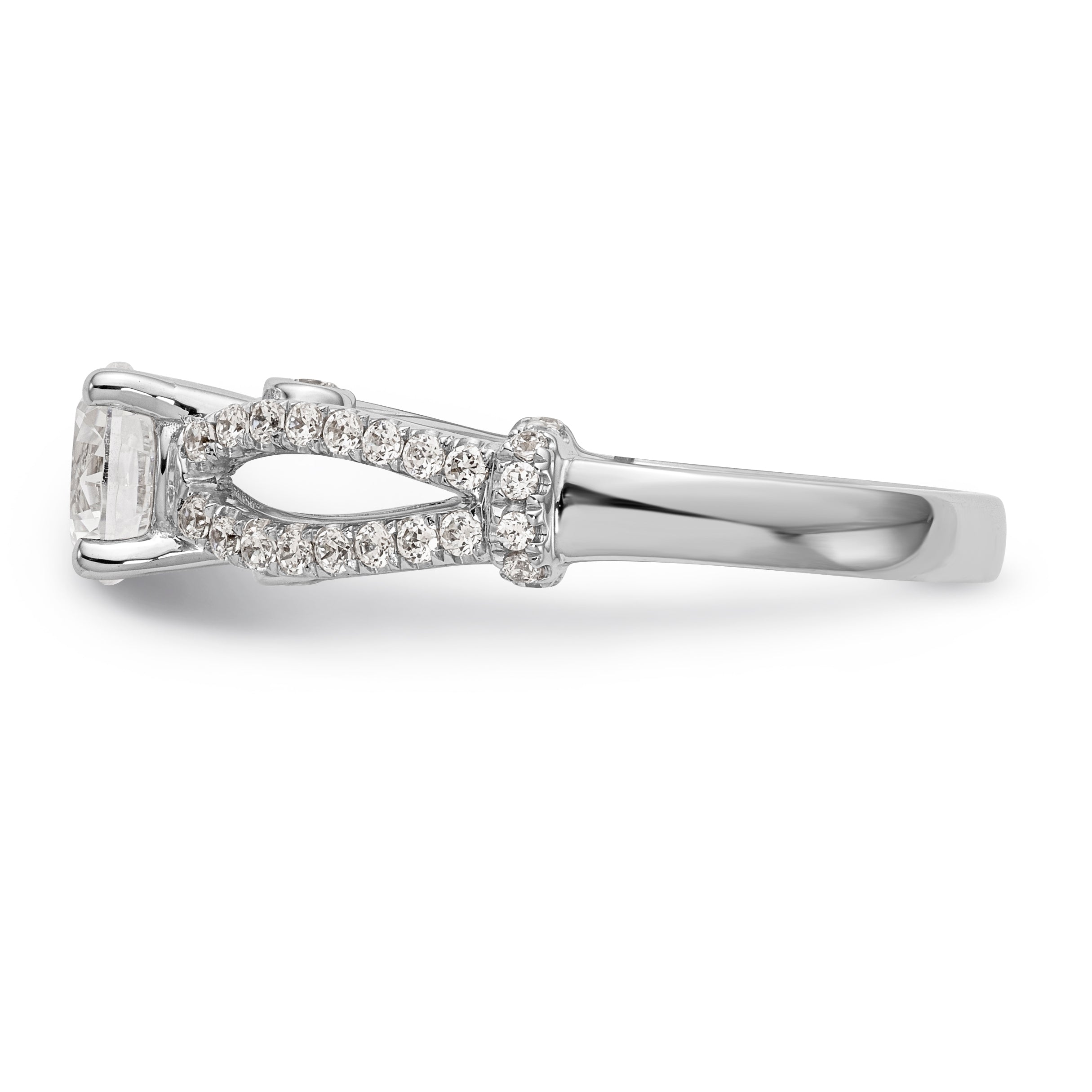 14K Weißgold Verlobungsring mit simuliertem Diamant