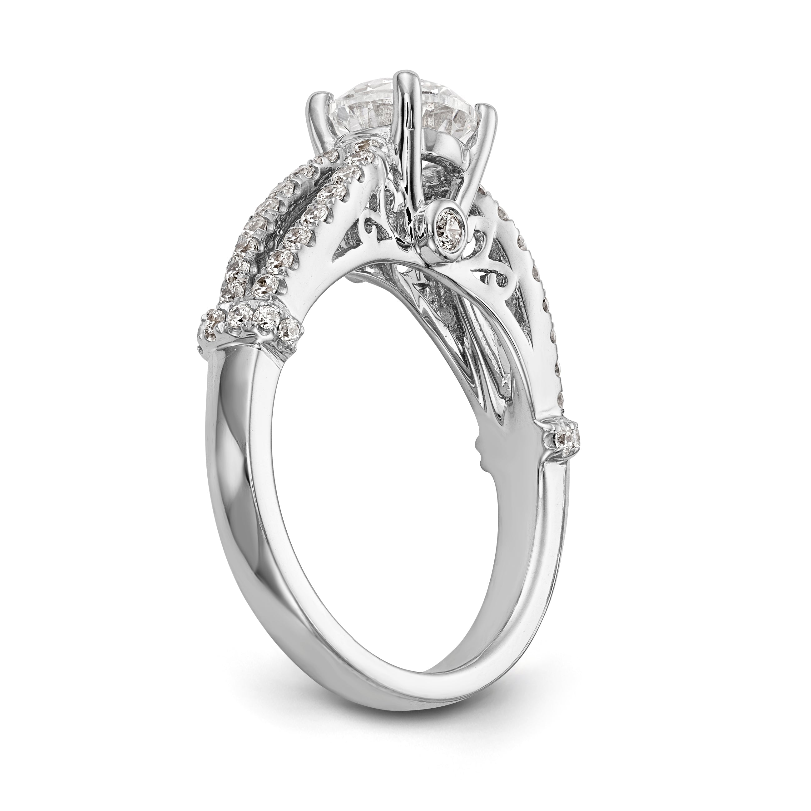 14K Weißgold Verlobungsring mit simulierten Diamanten