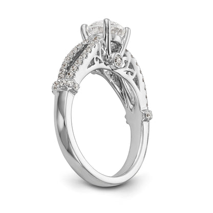 14K Weißgold Verlobungsring mit simulierten Diamanten
