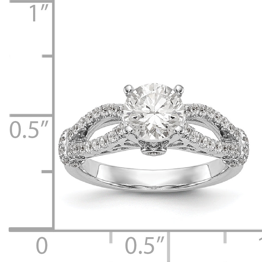 14K Weißgold Verlobungsring mit simulierten Diamanten