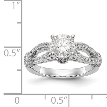 14K Weißgold Verlobungsring mit simulierten Diamanten
