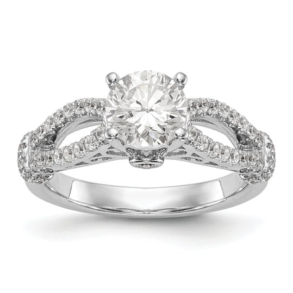 14K Weißgold Verlobungsring mit simulierten Diamanten