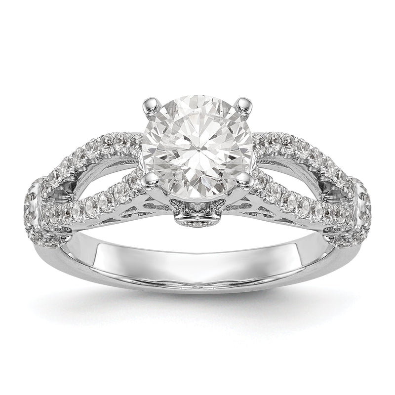 14K Weißgold Verlobungsring mit simuliertem Diamant