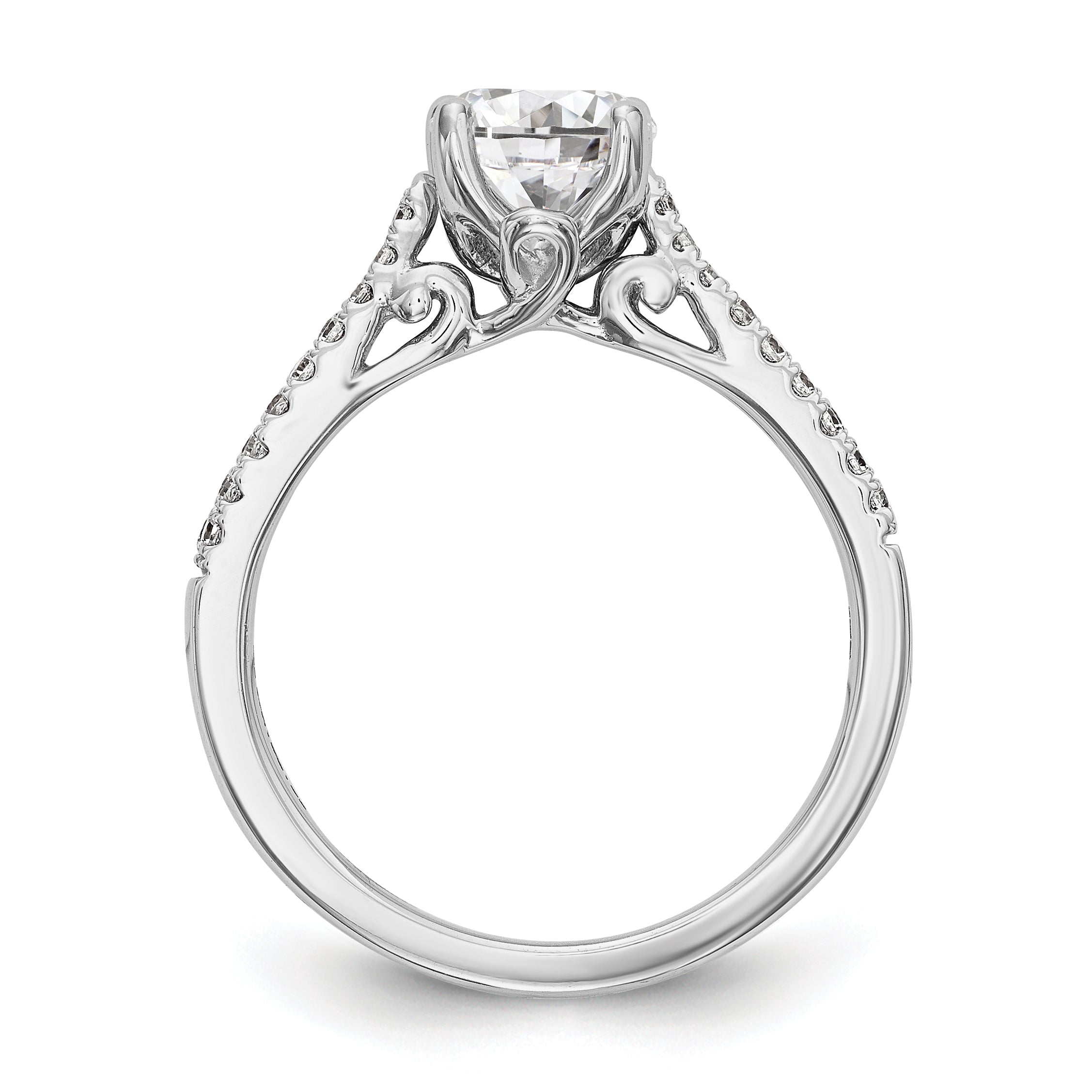 14K Weißgold Verlobungsring mit simulierten Diamanten