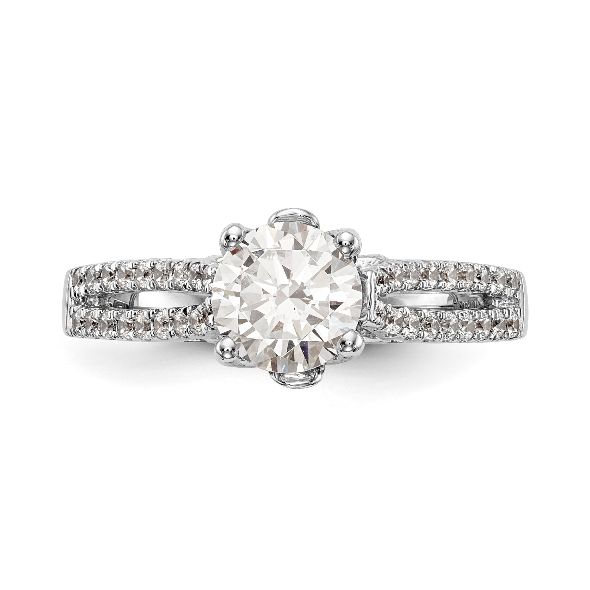 14K Weißgold Verlobungsring mit simulierten Diamanten