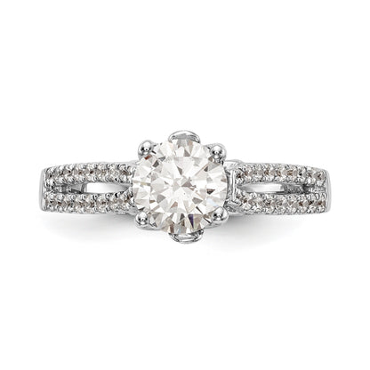 14K Weißgold Verlobungsring mit simulierten Diamanten