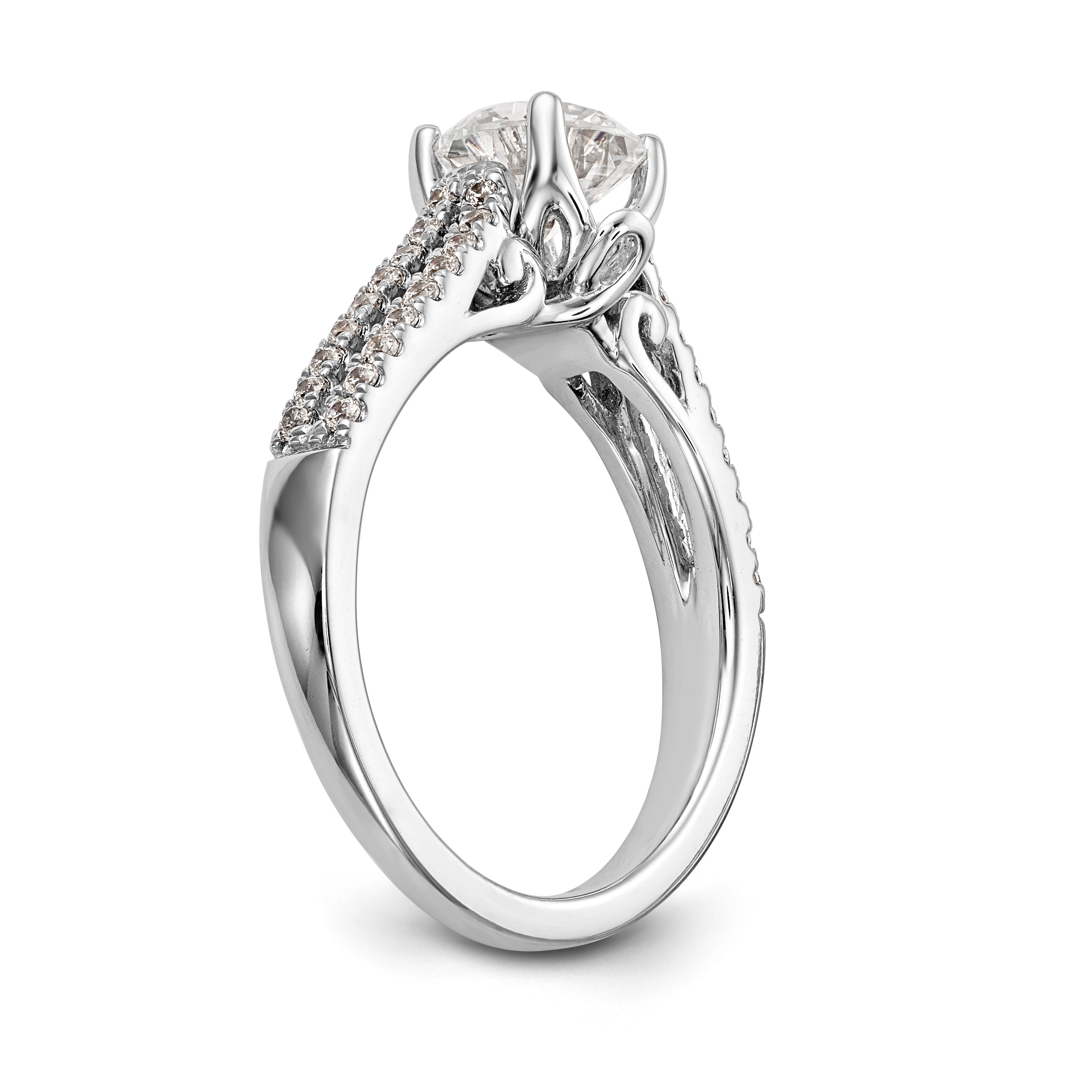 14K Weißgold Verlobungsring mit simulierten Diamanten