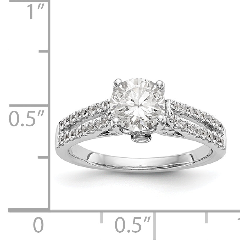 14K Weißgold Verlobungsring mit simulierten Diamanten