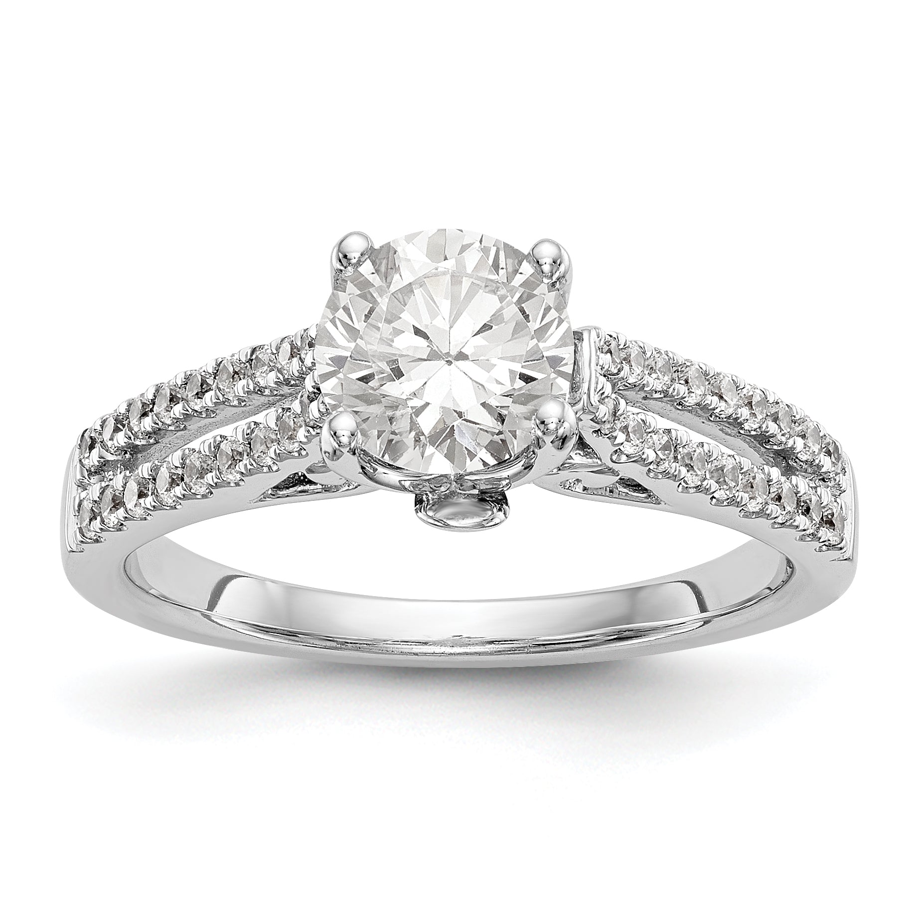 14K Weißgold Verlobungsring mit simulierten Diamanten