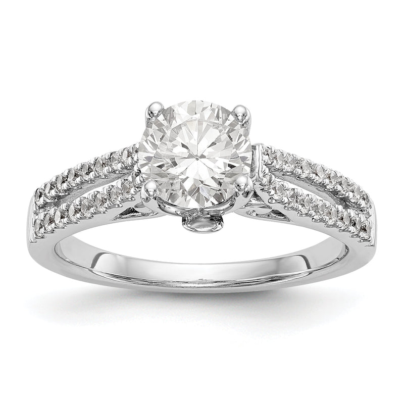 14K Weißgold Verlobungsring mit simulierten Diamanten