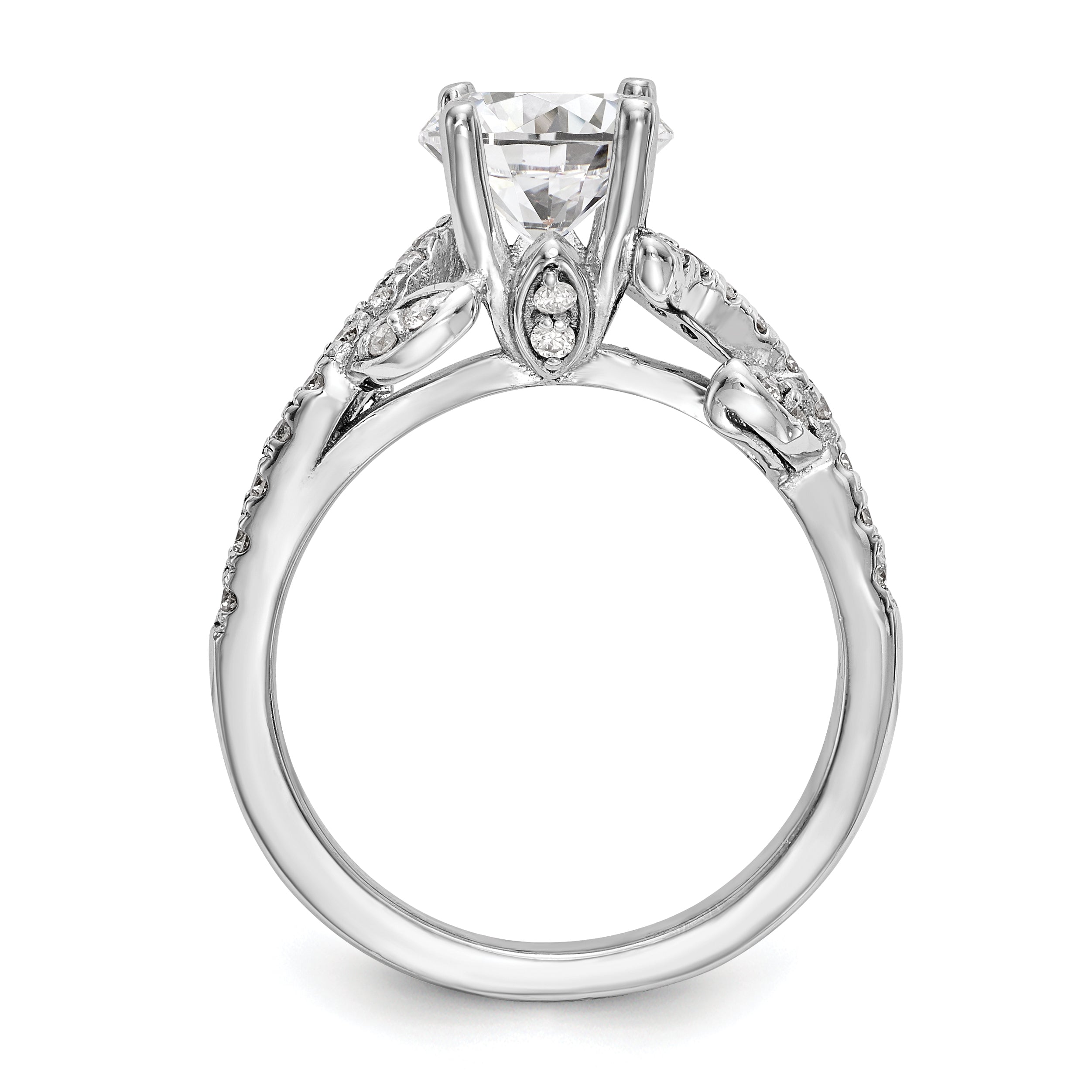 14K Weißgold Verlobungsring mit simuliertem Diamanten