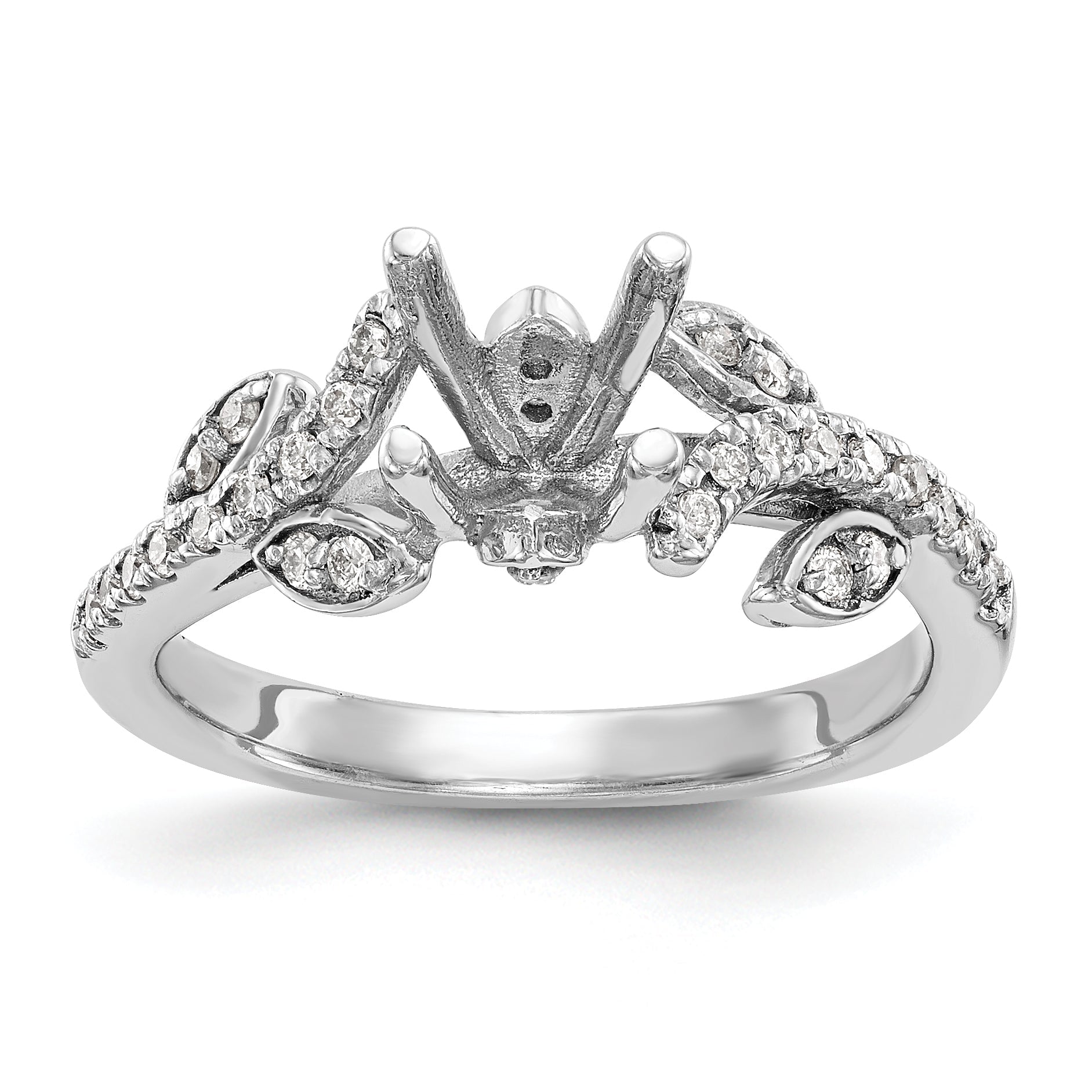 14K Weißgold Verlobungsring mit simulierten Diamanten