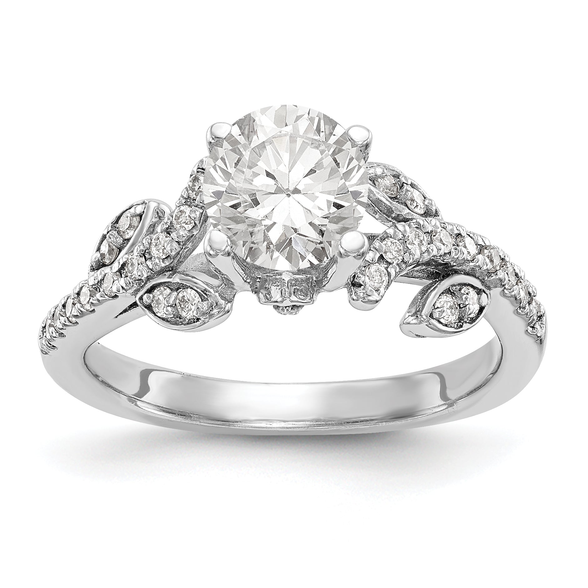 14K Weißgold Verlobungsring mit simuliertem Diamanten