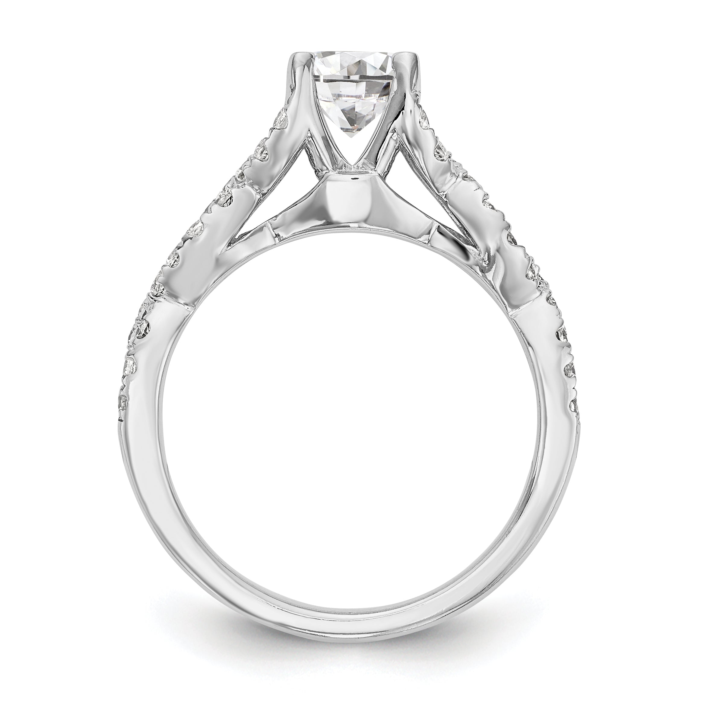 14K Weißgold Verlobungsring mit simulierten Diamanten