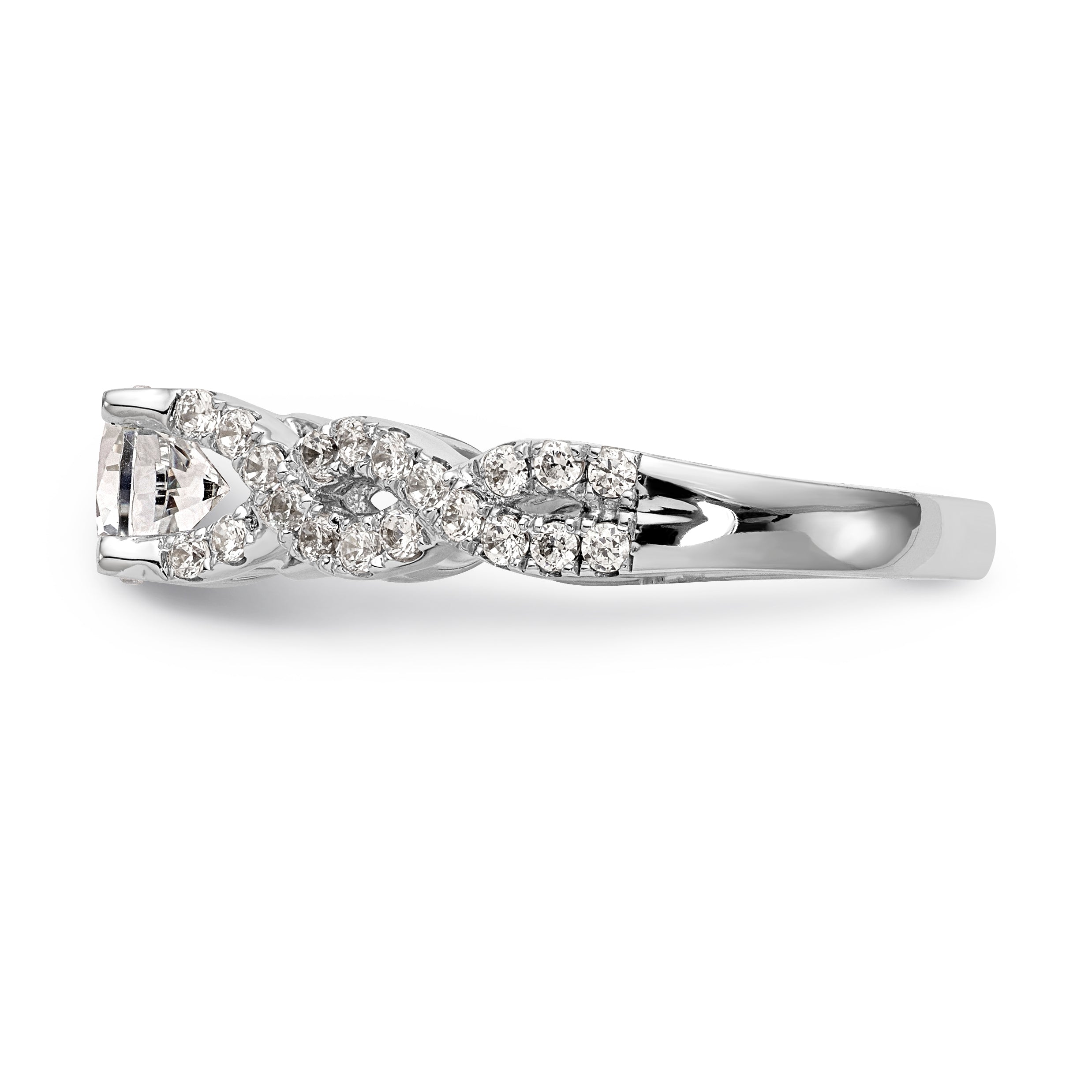 Verlobungsring aus 14K Weißgold mit simulierten Diamanten