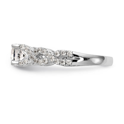 14K Weißgold Verlobungsring mit simulierten Diamanten