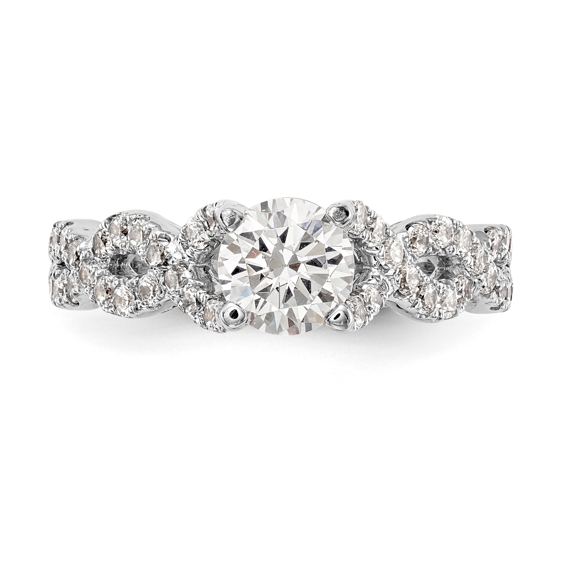 14K Weißgold Verlobungsring mit simuliertem Diamanten