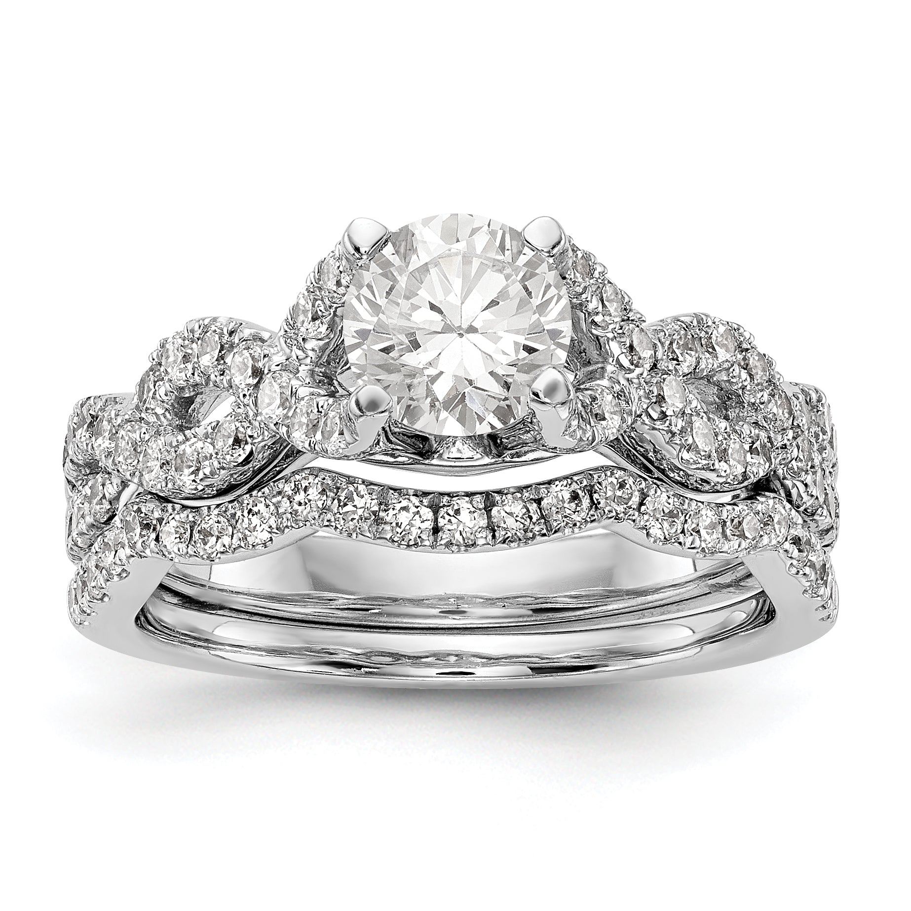 14K Weißgold Verlobungsring mit simulierten Diamanten