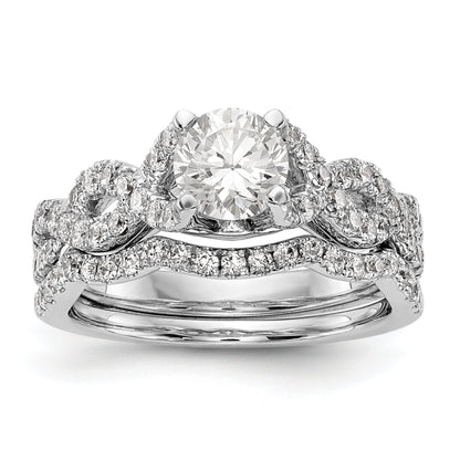 14K Weißgold Verlobungsring mit simulierten Diamanten