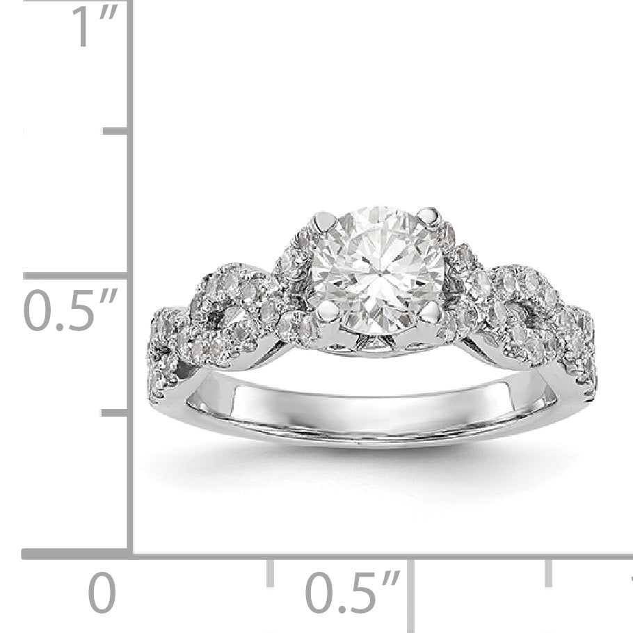 14K Weißgold Verlobungsring mit simulierten Diamanten