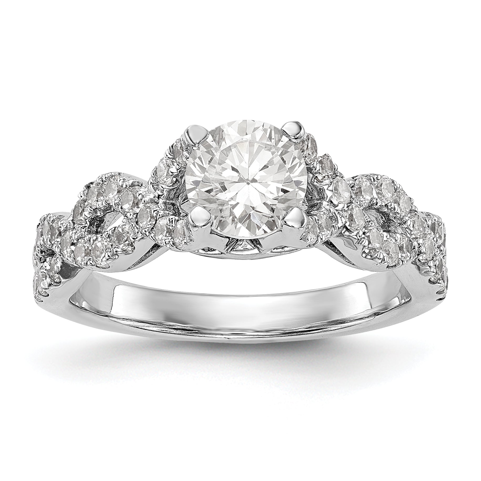 Verlobungsring aus 14K Weißgold mit simulierten Diamanten