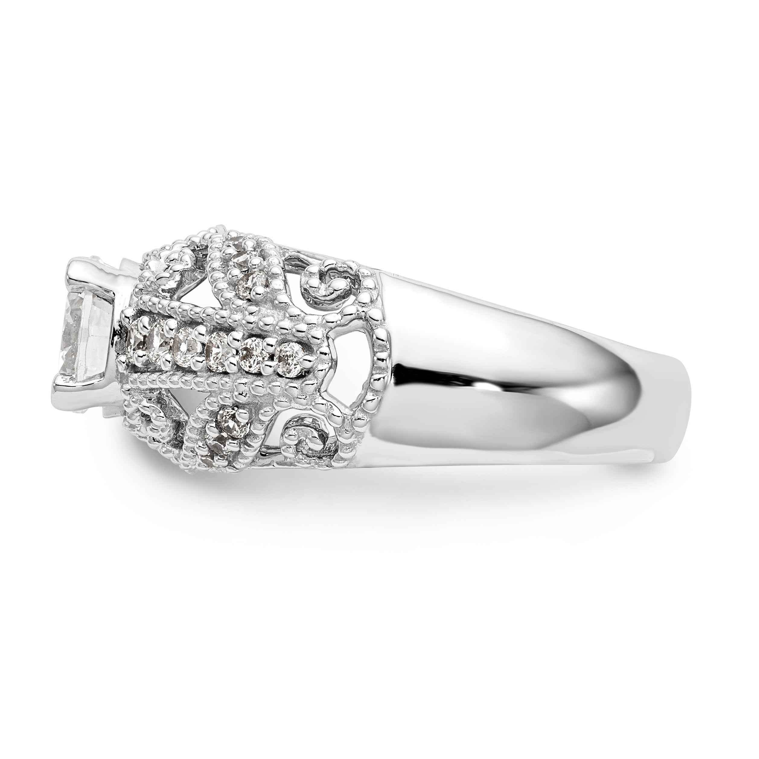 14K Weißgold-Verlobungsring mit simuliertem Diamanten