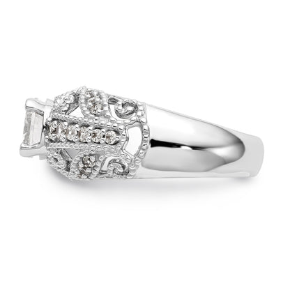 14K Weißgold-Verlobungsring mit simuliertem Diamanten