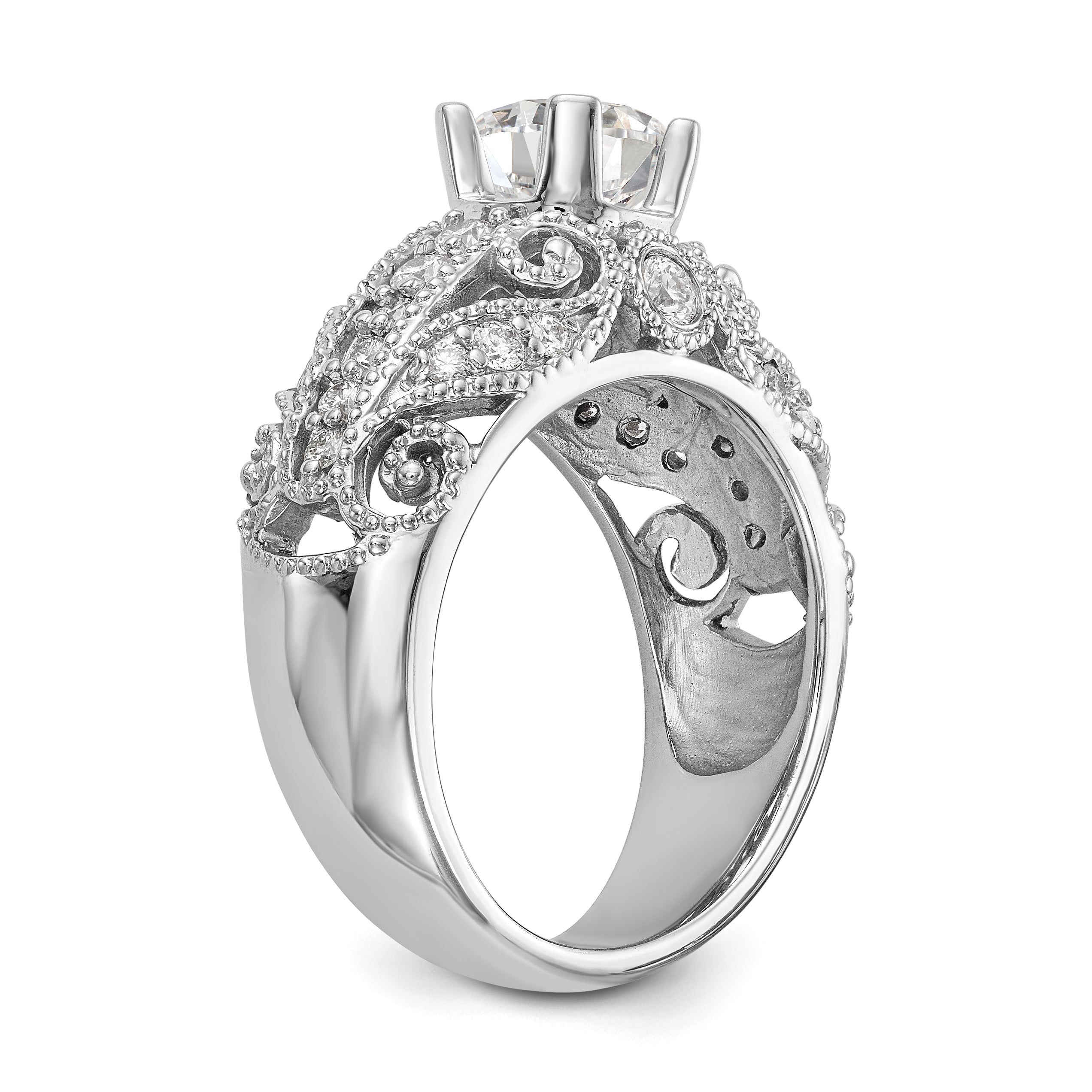 14K Weißgold-Verlobungsring mit simuliertem Diamanten
