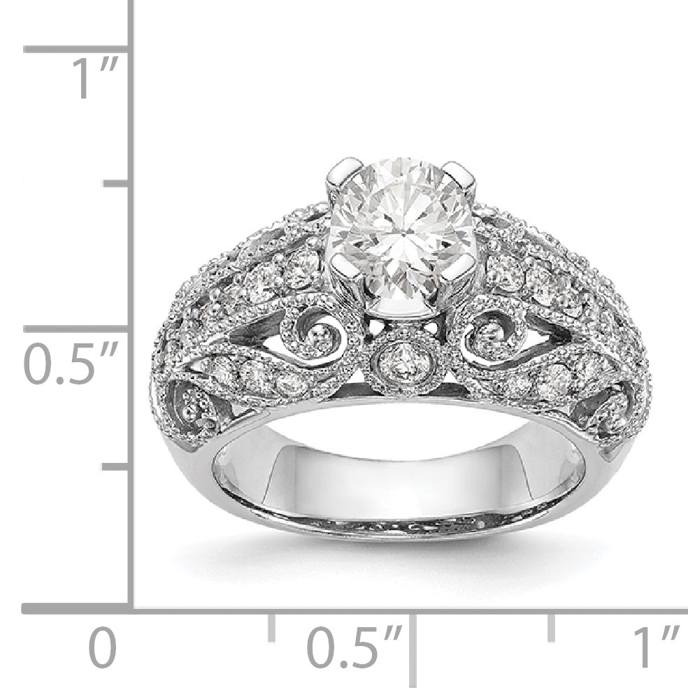 14K Weißgold-Verlobungsring mit simuliertem Diamanten