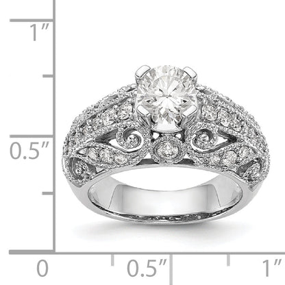 14K Weißgold-Verlobungsring mit simuliertem Diamanten