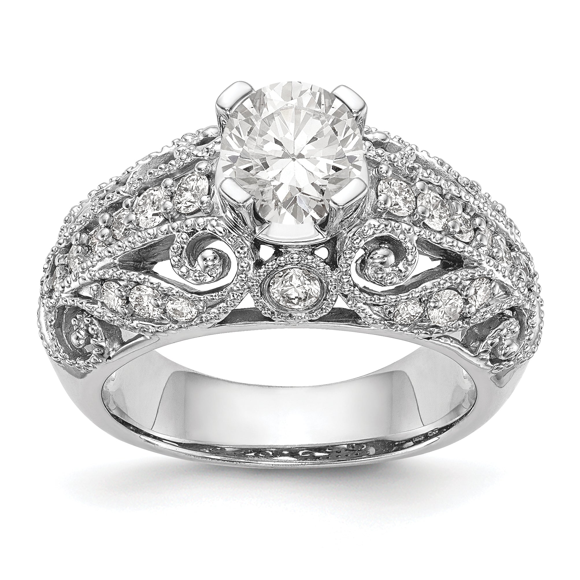 14K Weißgold-Verlobungsring mit simuliertem Diamanten