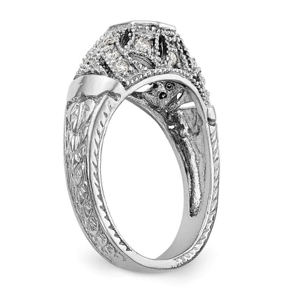 14K Weißgold Verlobungsring mit simuliertem Diamant