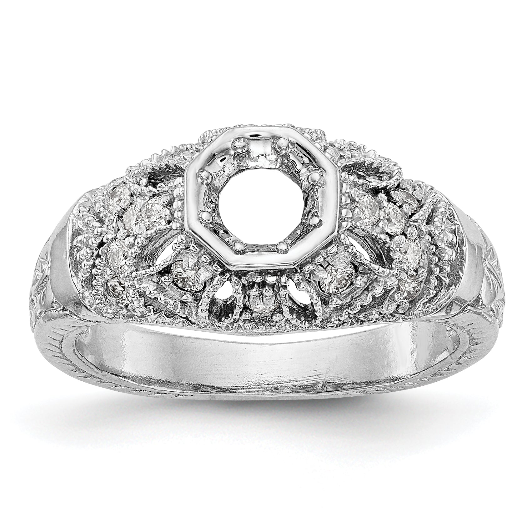 14K Weißgold Verlobungsring mit simuliertem Diamant