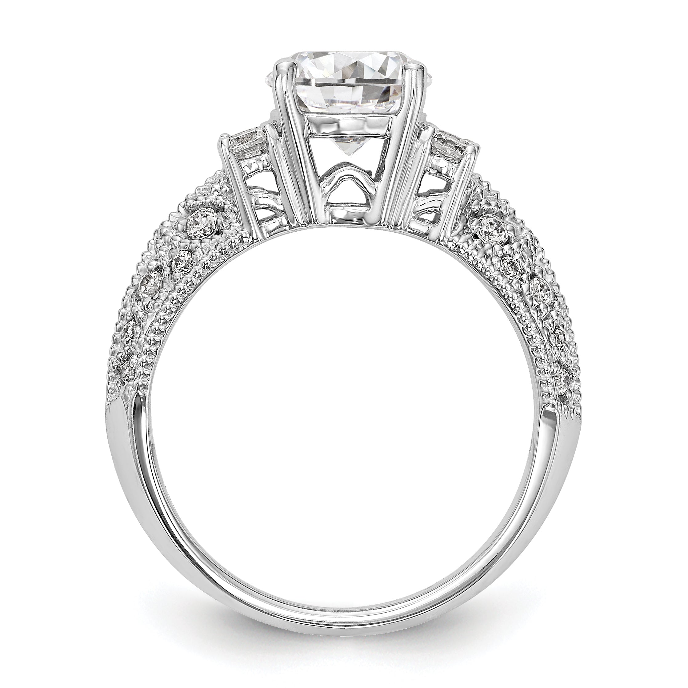 14K Weißgold Verlobungsring mit simulierten Diamanten