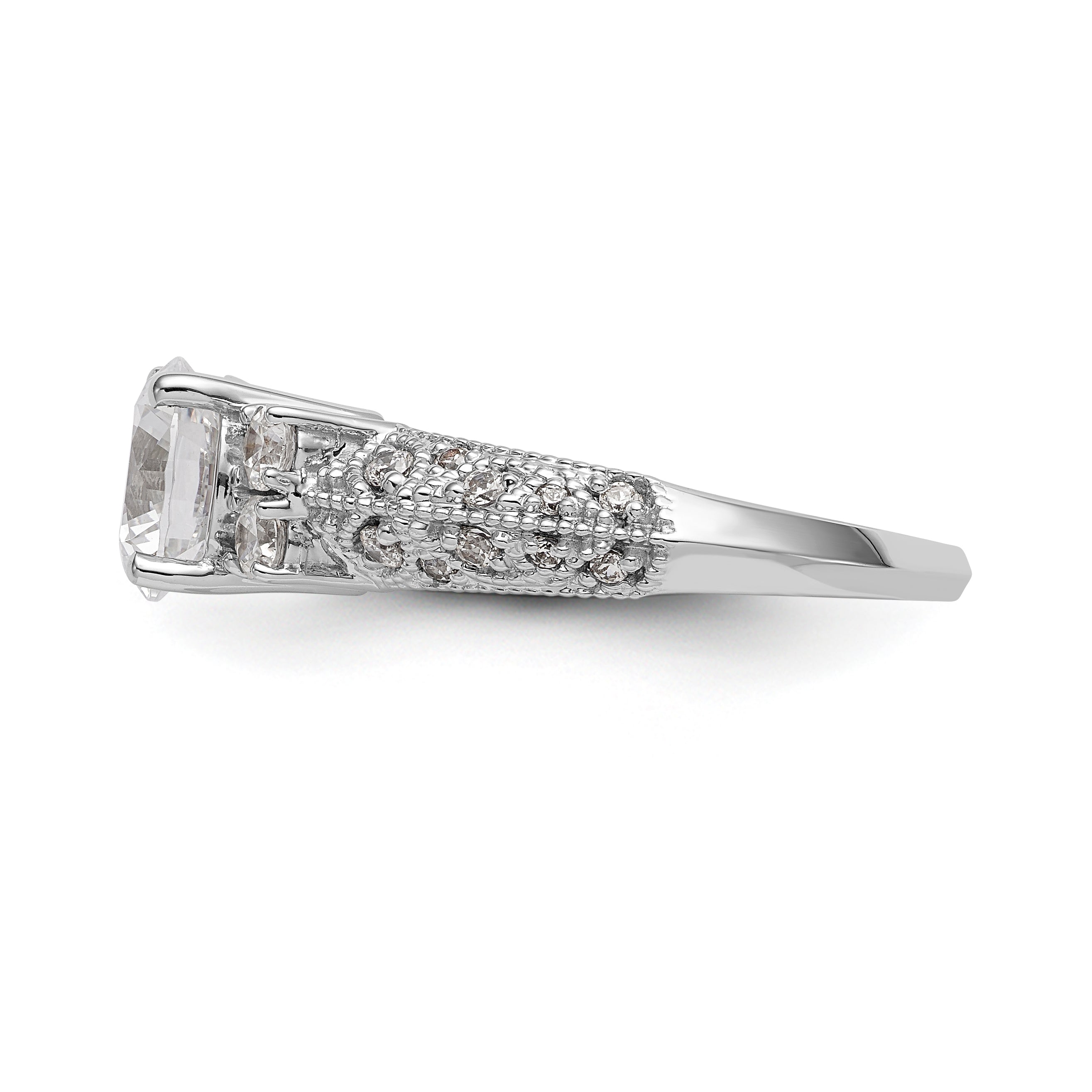 14K Weißgold Verlobungsring mit simulierten Diamanten