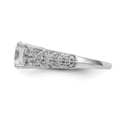 14K Weißgold Verlobungsring mit simulierten Diamanten