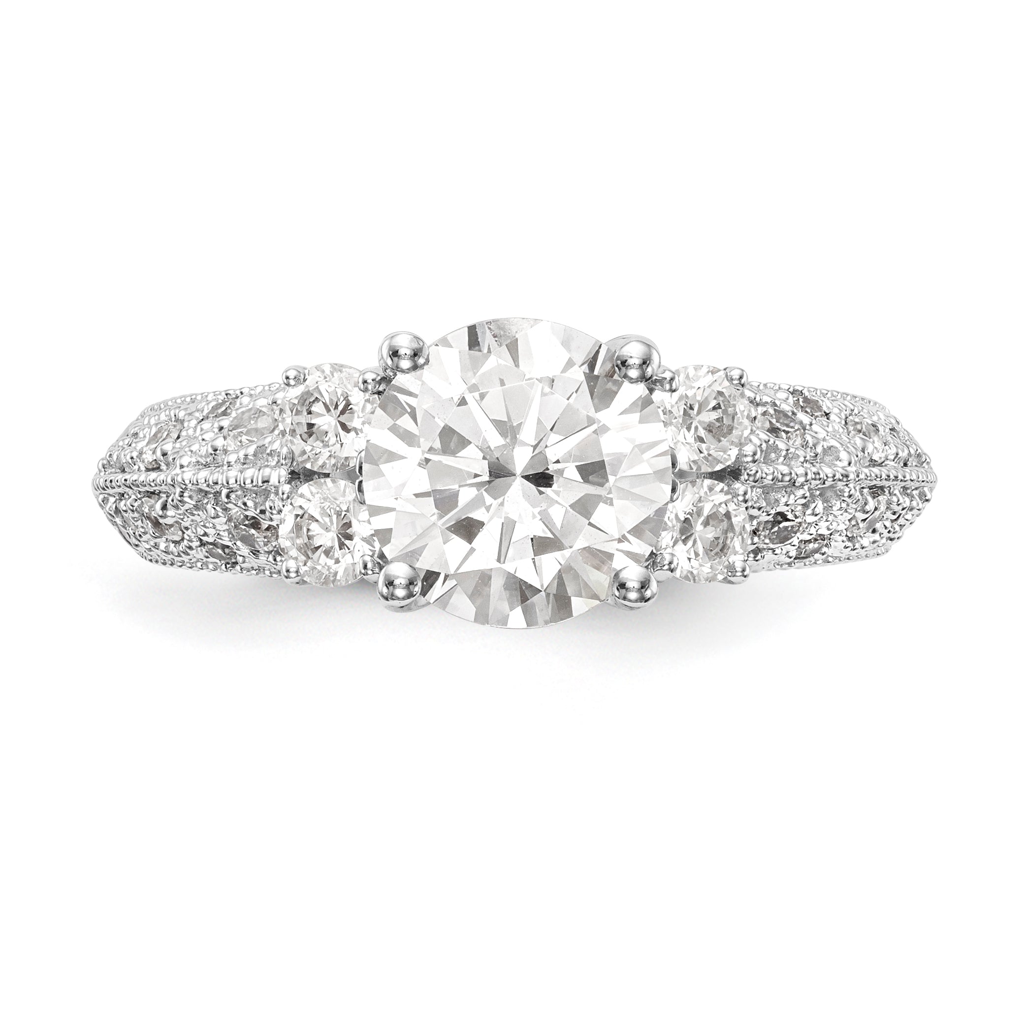 14K Weißgold Verlobungsring mit simulierten Diamanten