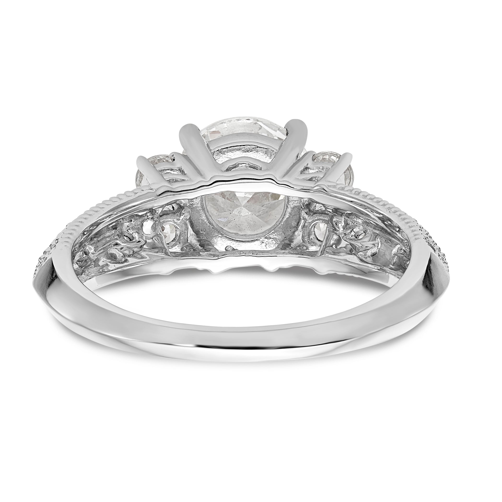 14K Weißgold Verlobungsring mit simulierten Diamanten