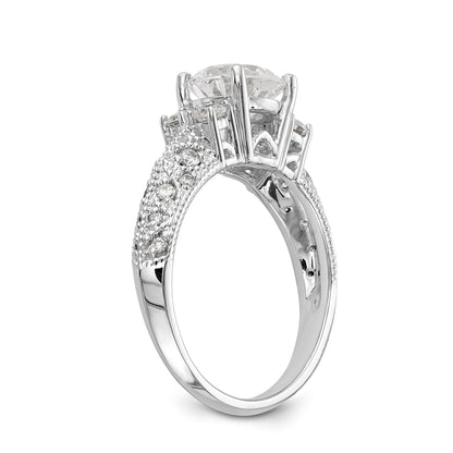 14K Weißgold Verlobungsring mit simulierten Diamanten
